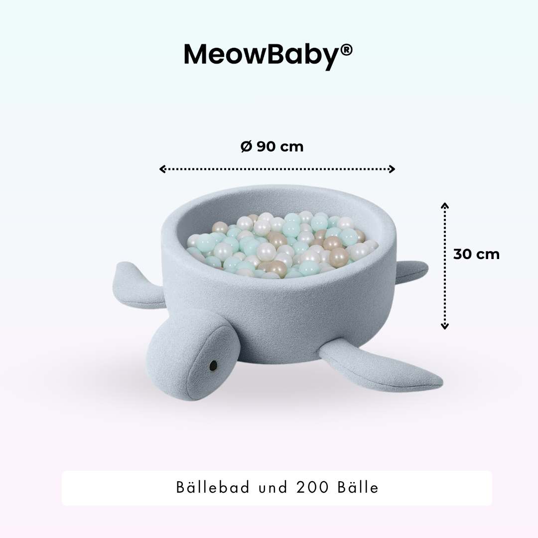 MeowBaby Bällebad Schildkröte Shelly Bouclé – hellblau