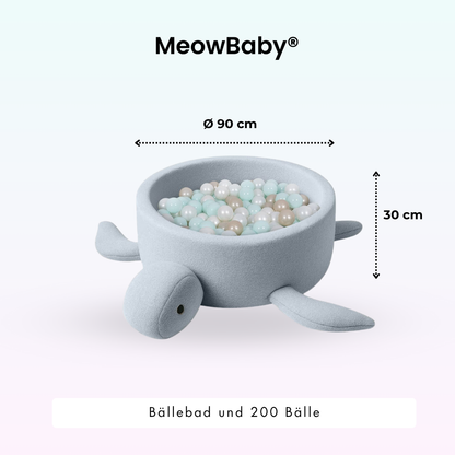 MeowBaby Bällebad Schildkröte Shelly Bouclé – hellblau