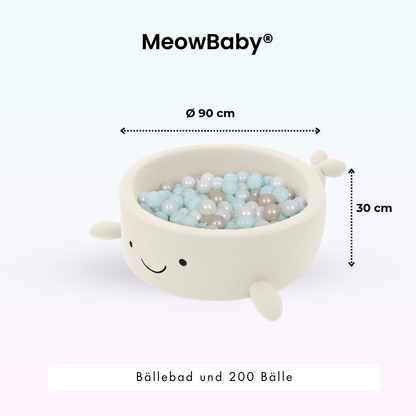 MeowBaby Bällebad kleiner Wal Shelly Bouclé – creme/weiß