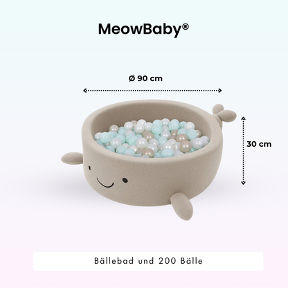 MeowBaby Bällebad kleiner Wal Shelly Bouclé – taupe