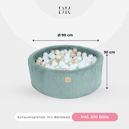 Design4Kids Schaumspielset Jewel Cord mit Bällebad und 200 Bällen Cozy Mint