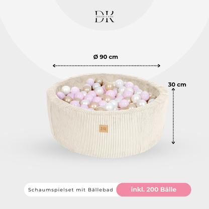 Design4Kids Schaumspielset Jewel Cord mit Bällebad und 200 Bällen Almond Beige