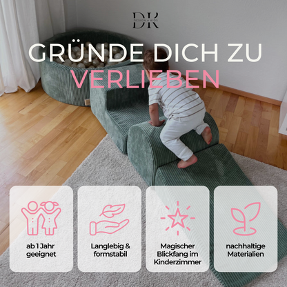 Design4Kids Schaumspielset Jewel Cord mit Bällebad und 200 Bällen Classic Olive