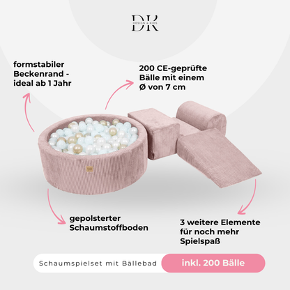 Design4Kids Schaumspielset Jewel Cord mit Bällebad und 200 Bällen
