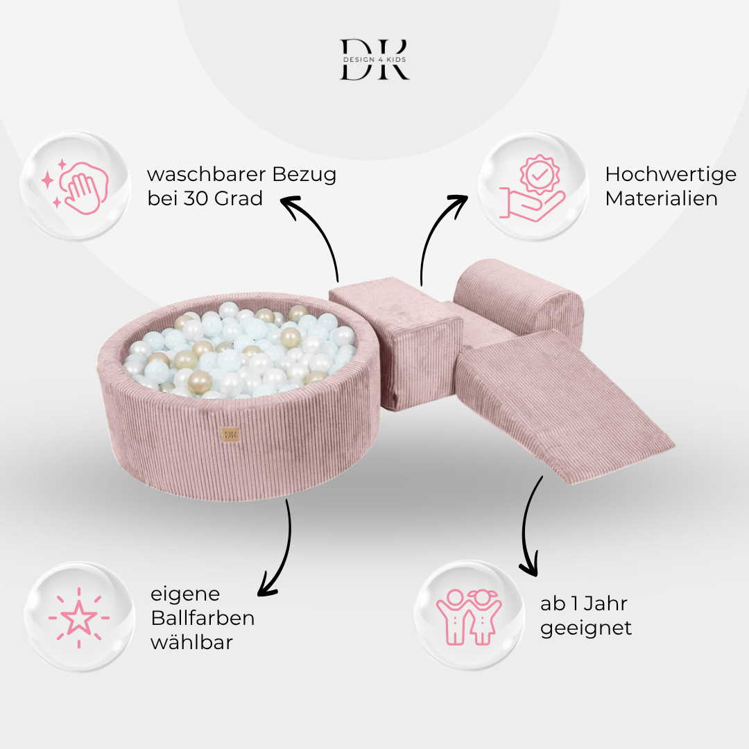 Design4Kids Schaumspielset Jewel Cord mit Bällebad und 200 Bällen