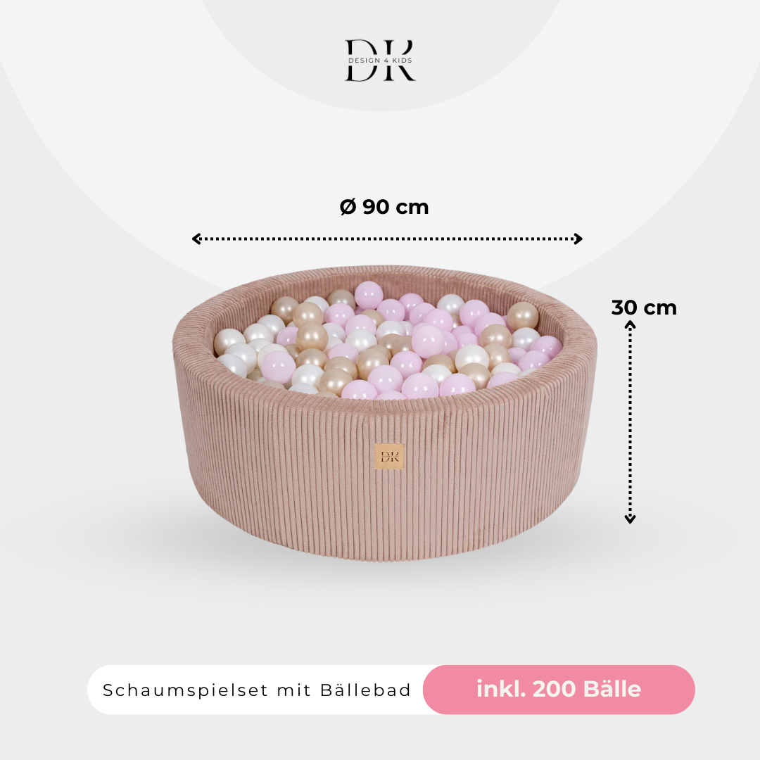 Design4Kids Schaumspielset Jewel Cord mit Bällebad und 200 Bällen Blushed Rose