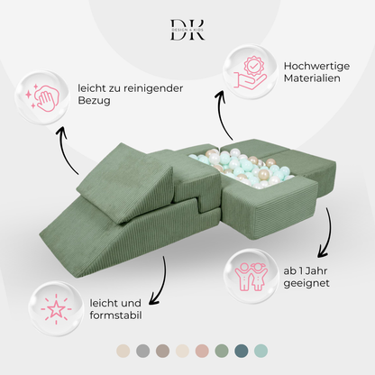 Design4Kids Schaumspielset Elements Jewel Cord mit Bällebad &amp; 100 Bälle