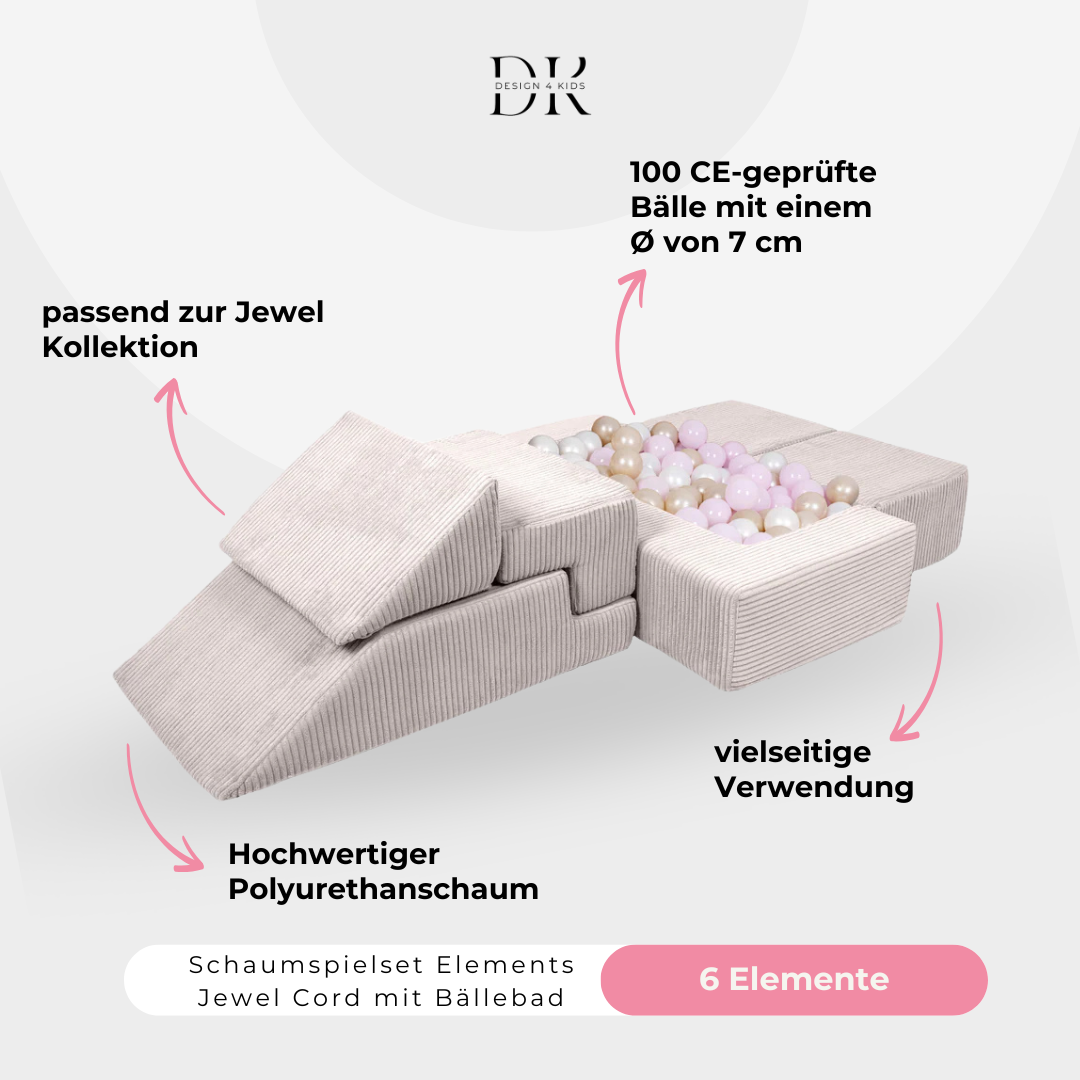 Design4Kids Schaumspielset Elements Jewel Cord mit Bällebad &amp; 100 Bälle