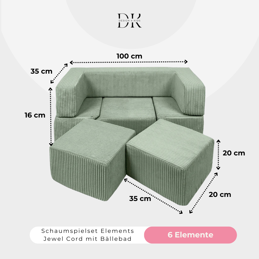 Design4Kids Schaumspielset Elements Jewel Cord mit Bällebad &amp; 100 Bälle