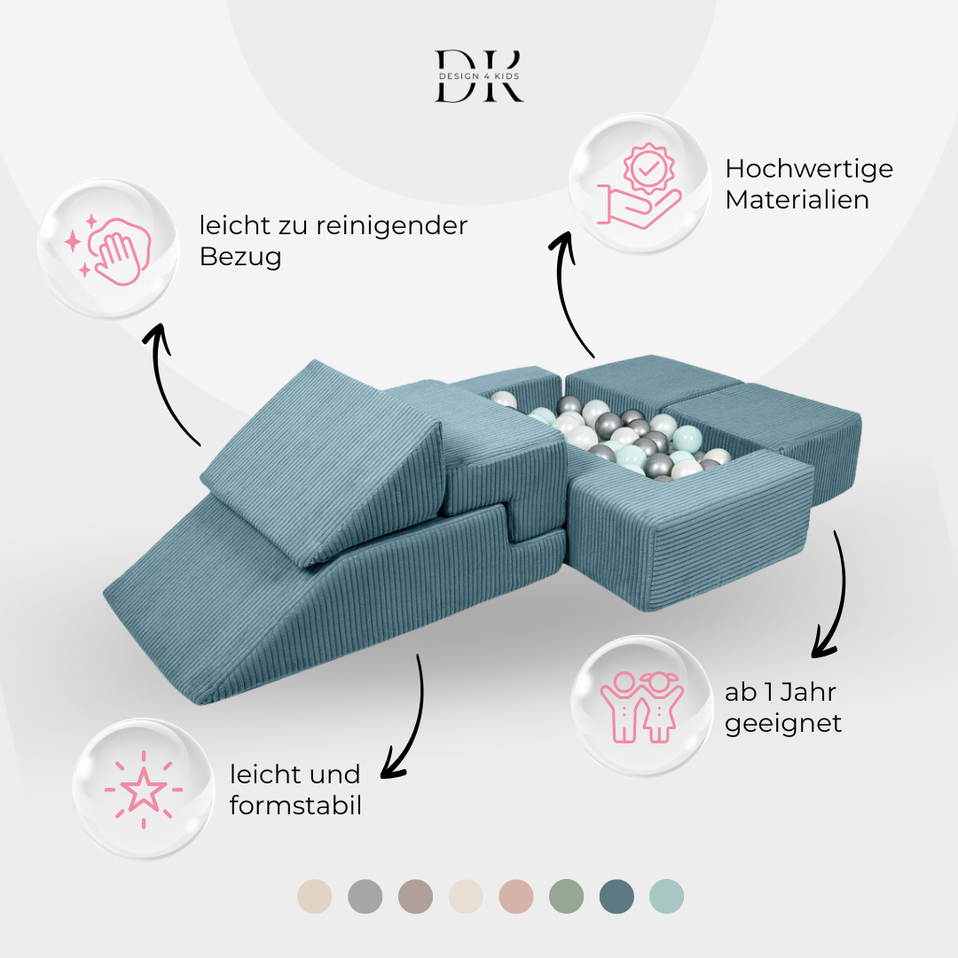 Design4Kids Schaumspielset Elements Jewel Cord mit Bällebad &amp; 100 Bälle