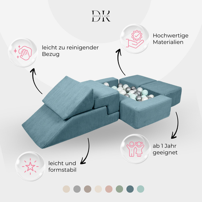 Design4Kids Schaumspielset Elements Jewel Cord mit Bällebad &amp; 100 Bälle