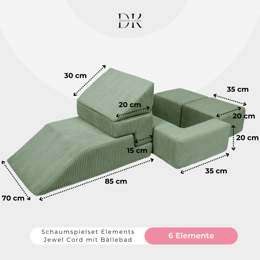 Design4Kids Schaumspielset Elements Jewel Cord mit Bällebad &amp; 100 Bälle