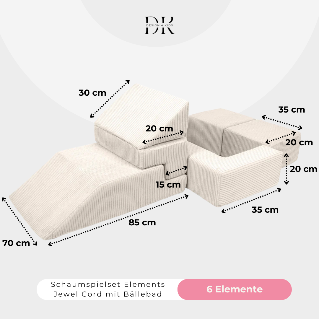 Design4Kids Schaumspielset Elements Jewel Cord mit Bällebad &amp; 100 Bälle