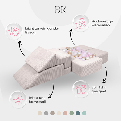 Design4Kids Schaumspielset Elements Jewel Cord mit Bällebad &amp; 100 Bälle