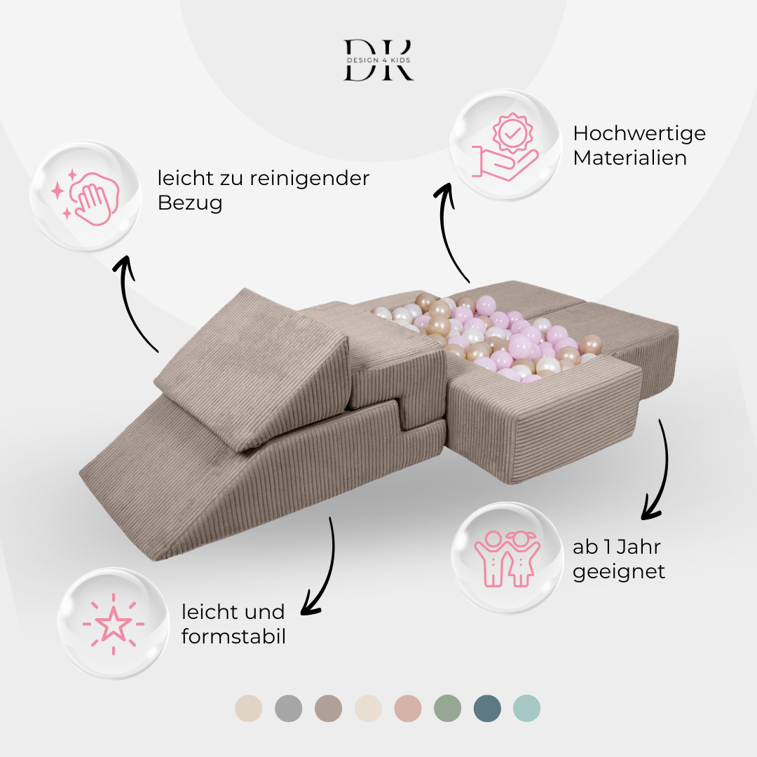 Design4Kids Schaumspielset Elements Jewel Cord mit Bällebad &amp; 100 Bälle