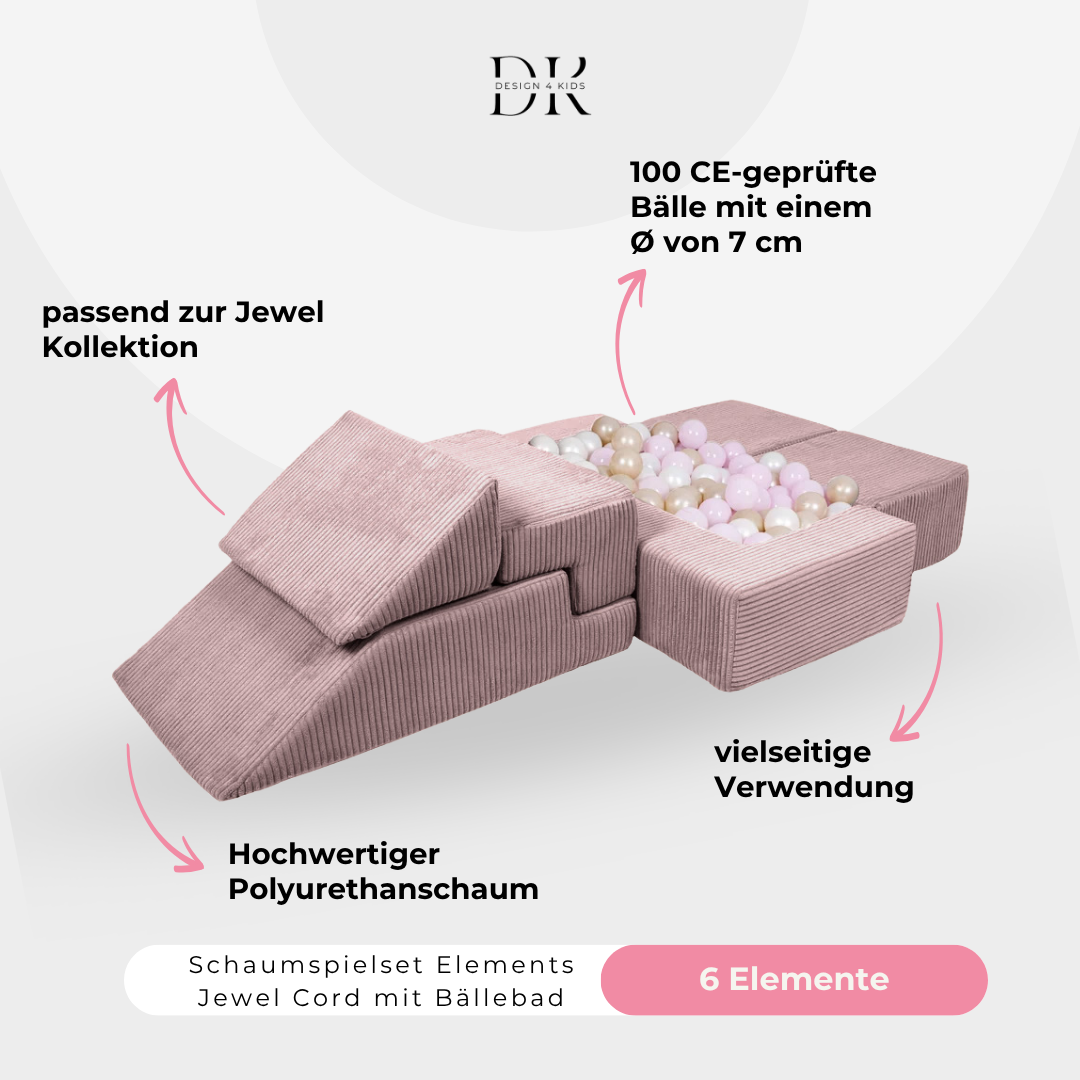 Design4Kids Schaumspielset Elements Jewel Cord mit Bällebad &amp; 100 Bälle
