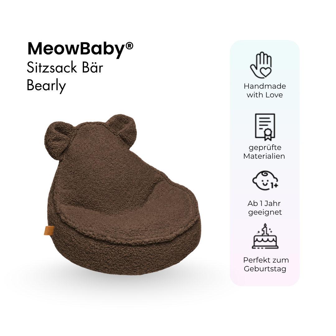 MeowBaby Beanbag Chair Bearly Bear - beige