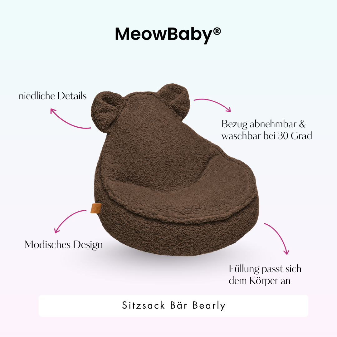 MeowBaby Beanbag Chair Bearly Bear - beige
