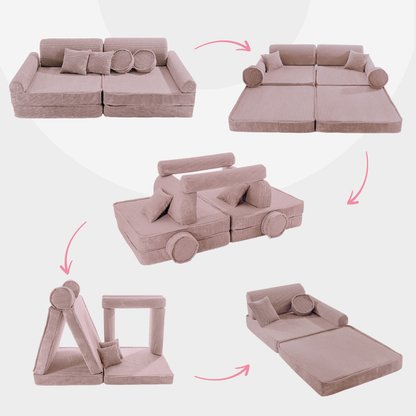 Design4Kids Play Sofa Jewel Cord - hazelnut taupe