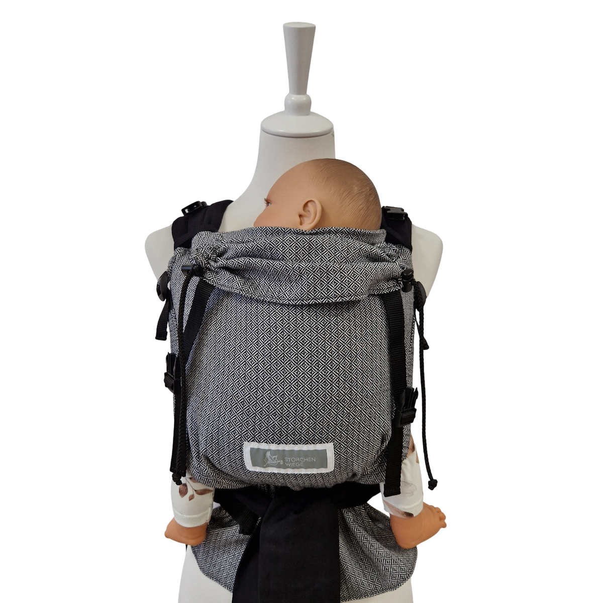 Storchenwiege Talemo Half-Buckle Babytrage – Leo Schwarz-Weiss