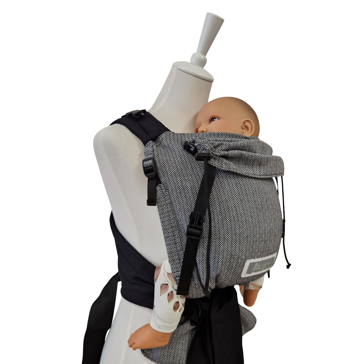 Storchenwiege Talemo Half-Buckle Babytrage – Leo Schwarz-Weiss