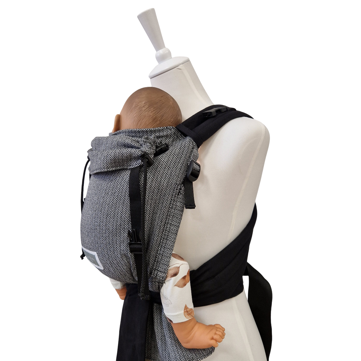 Storchenwiege Talemo Half-Buckle Babytrage – Leo Schwarz-Weiss