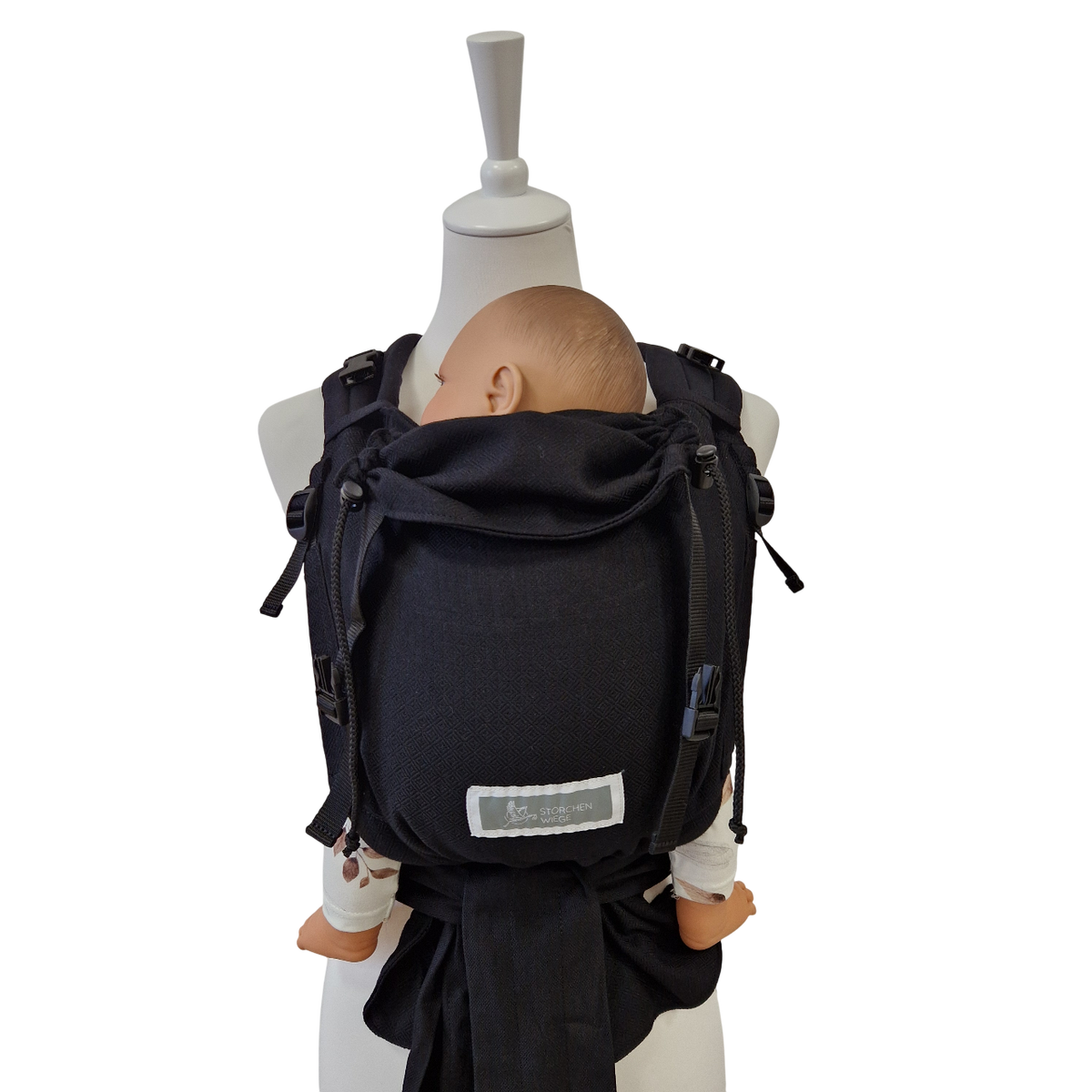 Storchenwiege Talemo Half-Buckle Babytrage – Leo Schwarz