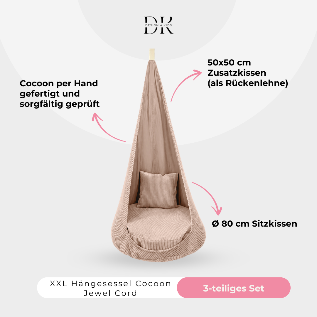 Design4Kids XXL Hängesessel Cocoon Jewel Cord