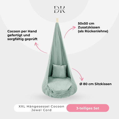 Design4Kids XXL Hängesessel Cocoon Jewel Cord