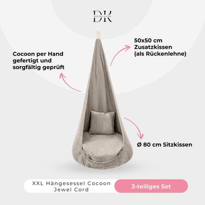 Design4Kids XXL Hängesessel Cocoon Jewel Cord