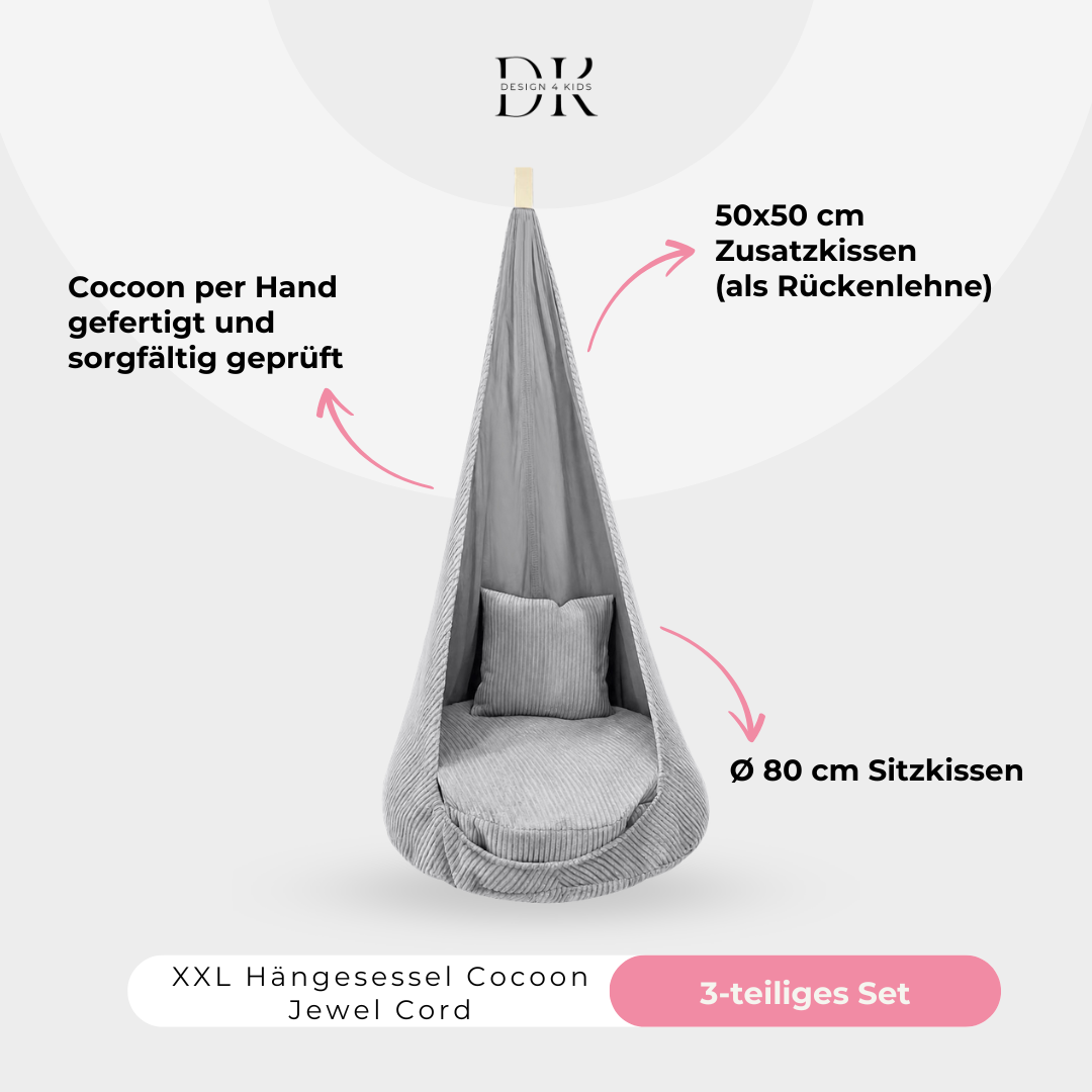 Design4Kids XXL Hängesessel Cocoon Jewel Cord
