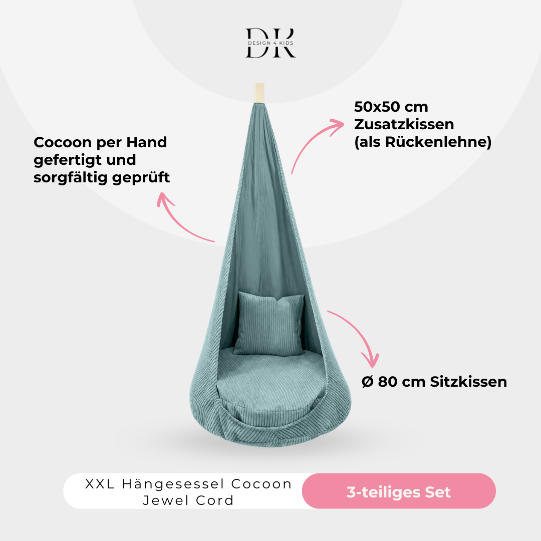 Design4Kids XXL Hängesessel Cocoon Jewel Cord
