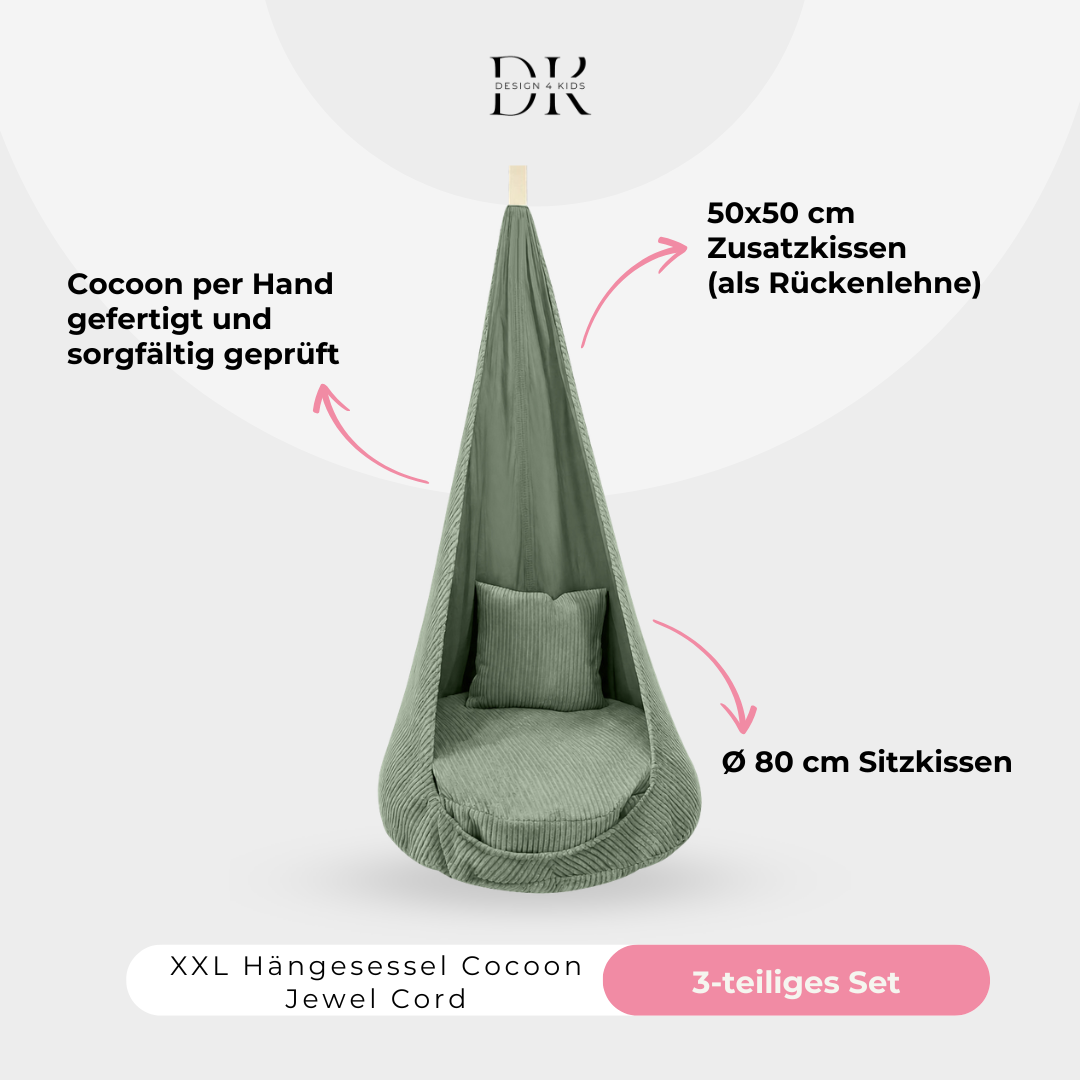 Design4Kids XXL Hängesessel Cocoon Jewel Cord