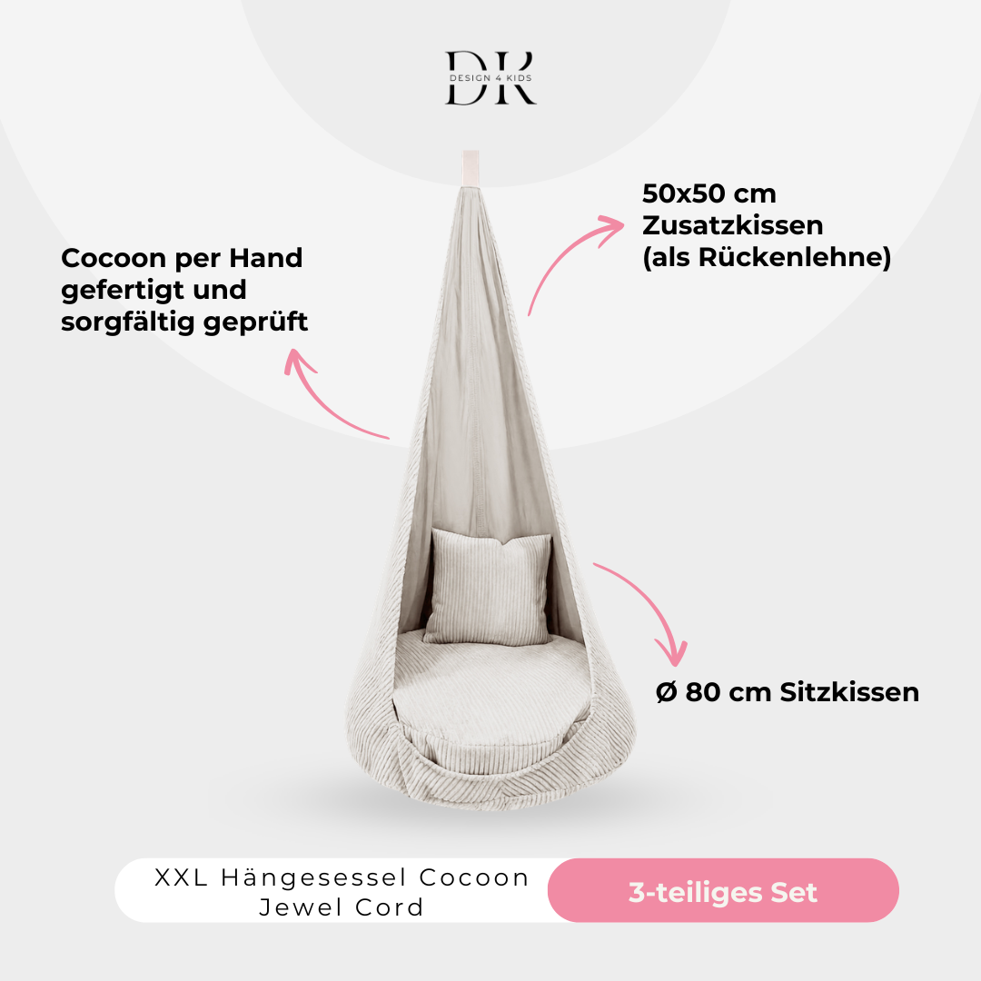 Design4Kids XXL Hängesessel Cocoon Jewel Cord