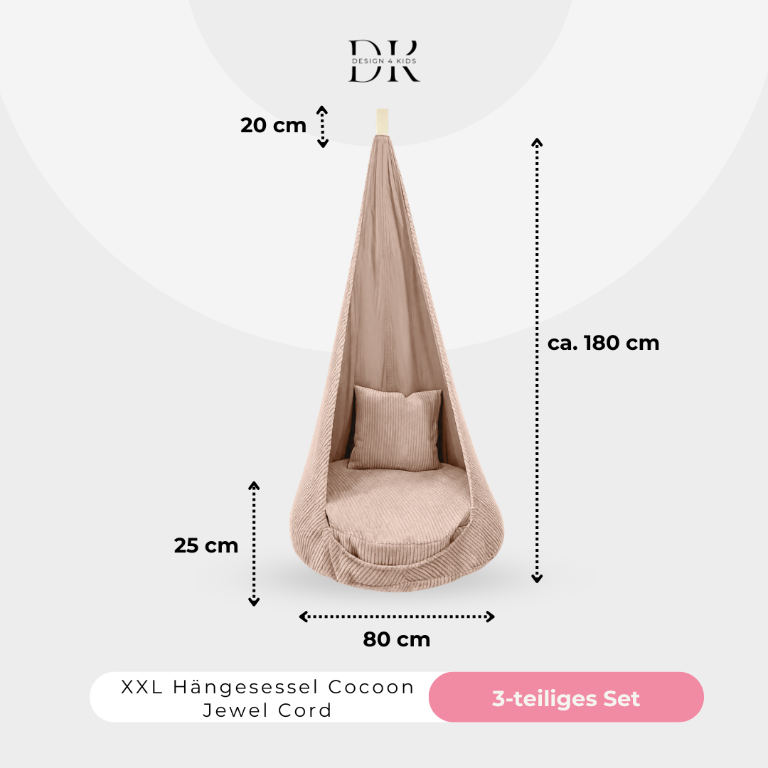 Design4Kids XXL Hängesessel Cocoon Jewel Cord Blushed Rose