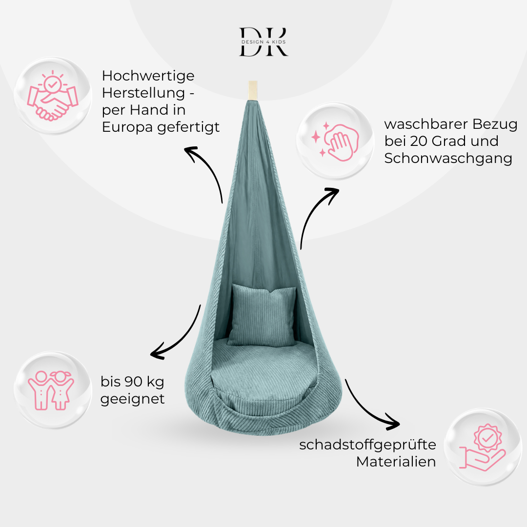 Design4Kids XXL Hängesessel Cocoon Jewel Cord