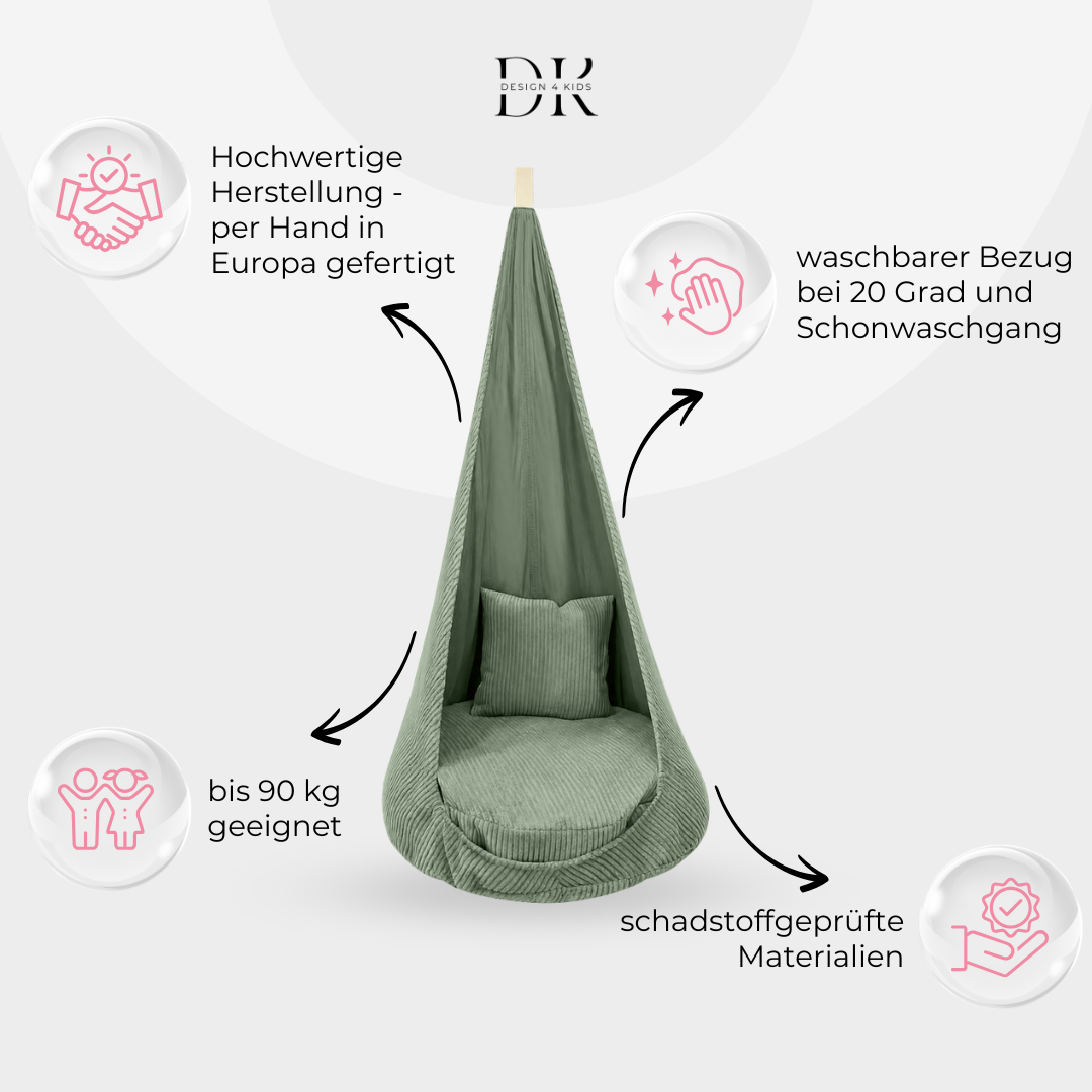 Design4Kids XXL Hängesessel Cocoon Jewel Cord
