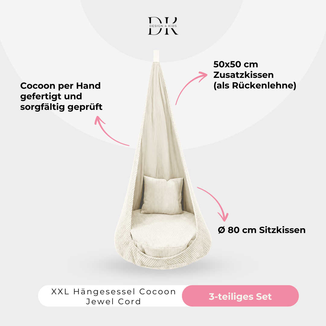 Design4Kids XXL Hängesessel Cocoon Jewel Cord