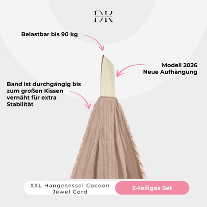 Design4Kids XXL Hängesessel Cocoon Jewel Cord
