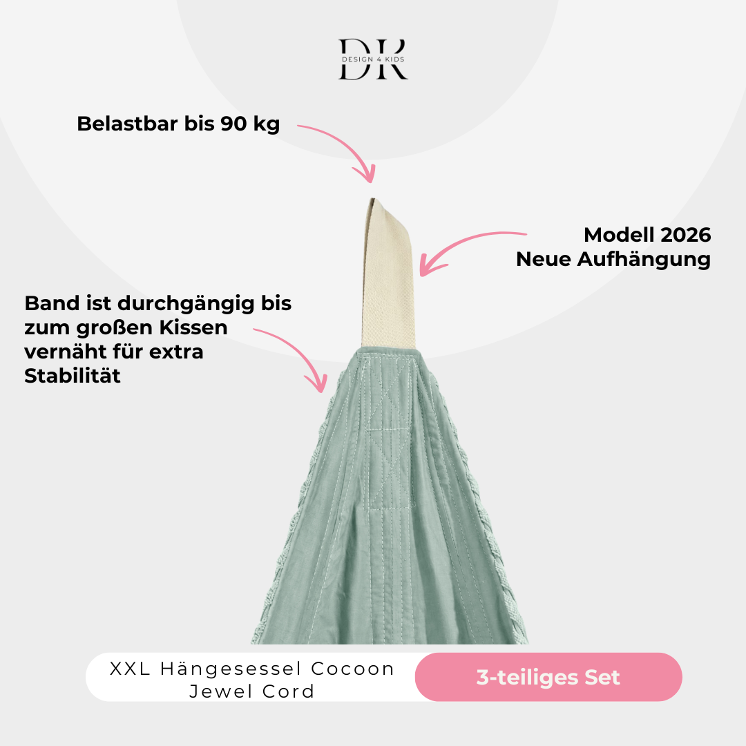 Design4Kids XXL Hängesessel Cocoon Jewel Cord