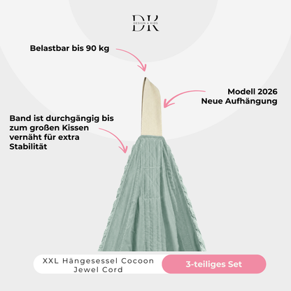 Design4Kids XXL Hängesessel Cocoon Jewel Cord