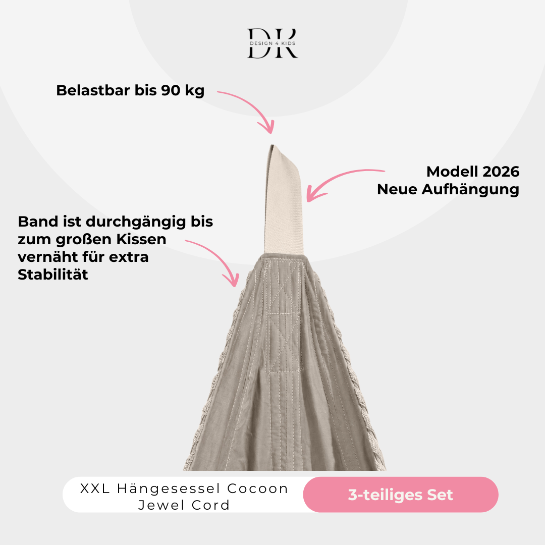 Design4Kids XXL Hängesessel Cocoon Jewel Cord