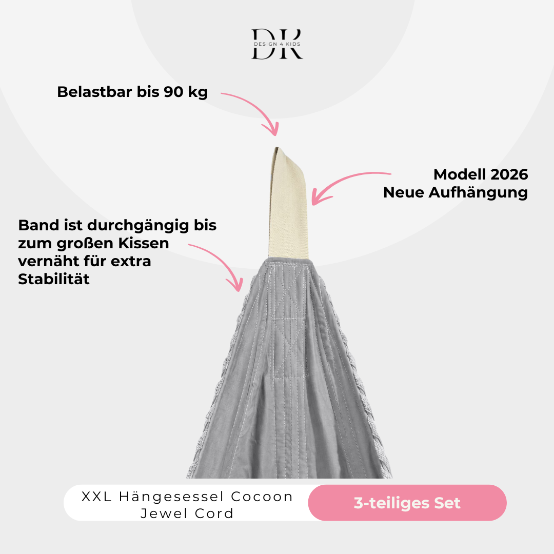 Design4Kids XXL Hängesessel Cocoon Jewel Cord