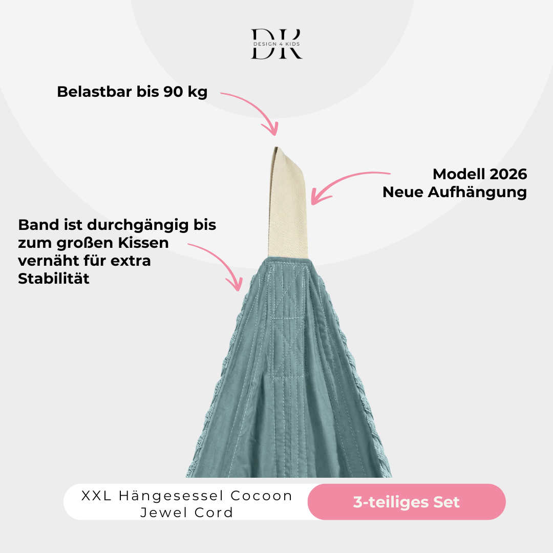 Design4Kids XXL Hängesessel Cocoon Jewel Cord