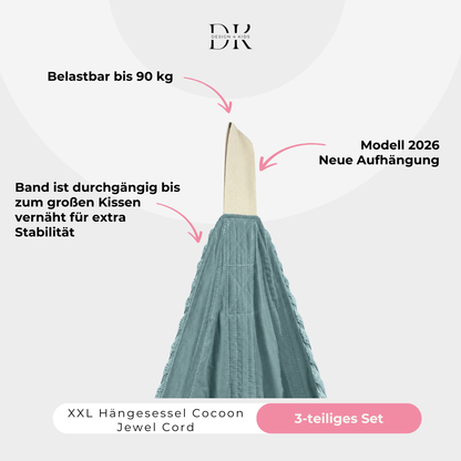 Design4Kids XXL Hängesessel Cocoon Jewel Cord