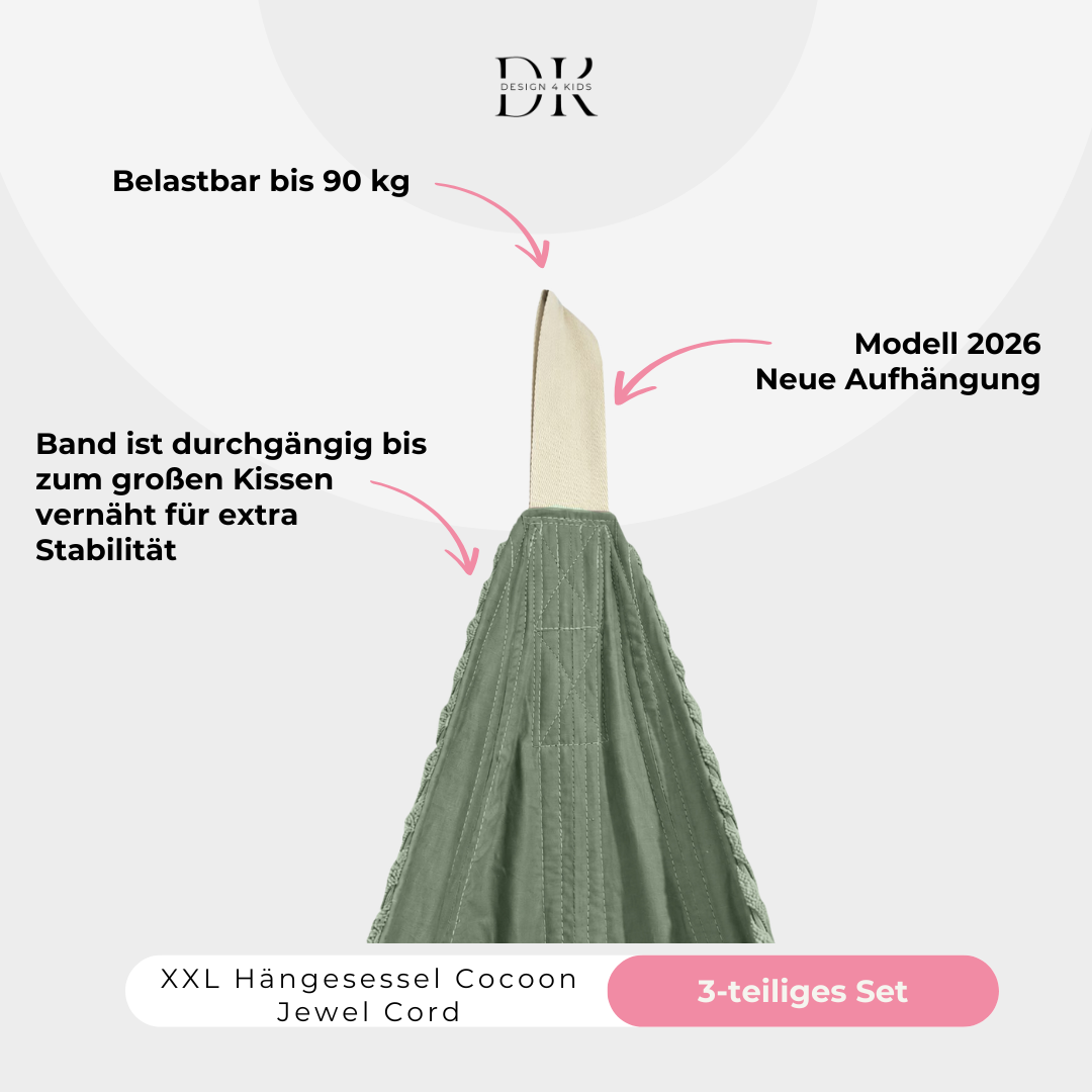 Design4Kids XXL Hängesessel Cocoon Jewel Cord