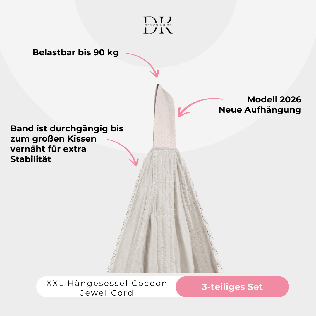 Design4Kids XXL Hängesessel Cocoon Jewel Cord