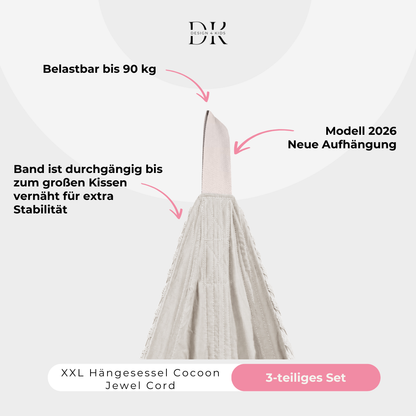 Design4Kids XXL Hängesessel Cocoon Jewel Cord