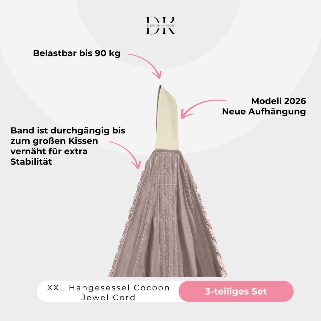 Design4Kids XXL Hängesessel Cocoon Jewel Cord