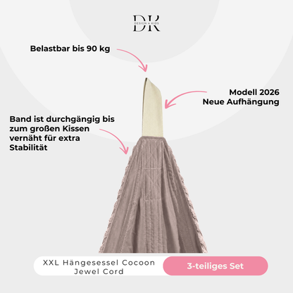 Design4Kids XXL Hängesessel Cocoon Jewel Cord